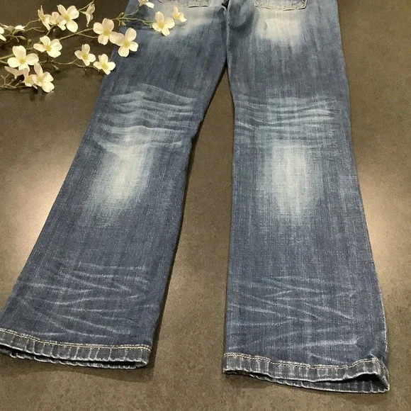 Standards & Practices Ripped Straight Leg Jeans Medium Wash Distressed Crinkle - Picture 10 of 16